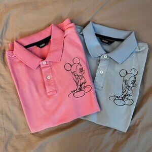 Disney Mickey Mouse Polo Shirt Bundle Pink Blue K-Fashion Size M